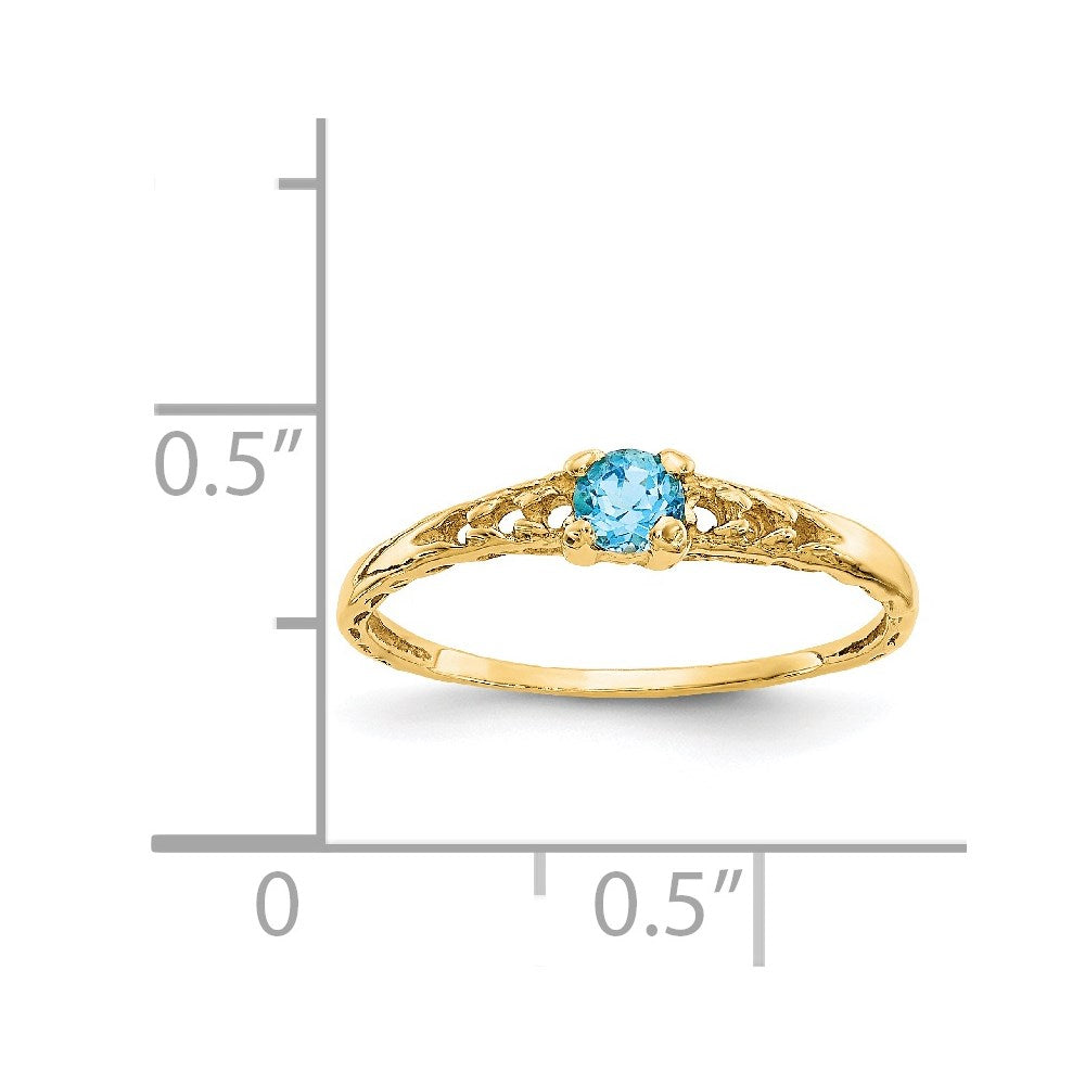 14k Madi K 3mm Blue Topaz Birthstone Baby / Childrens Ring