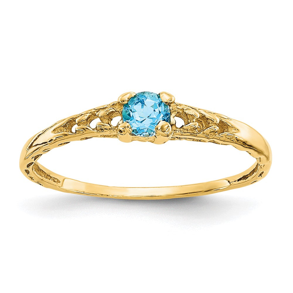 14k Madi K 3mm Blue Topaz Birthstone Baby / Childrens Ring