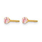 14k Madi K 3mm Pink CZ Screwback Post Earrings