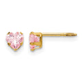 14k Madi K 4mm Pink CZ Heart Childrens Post Earrings
