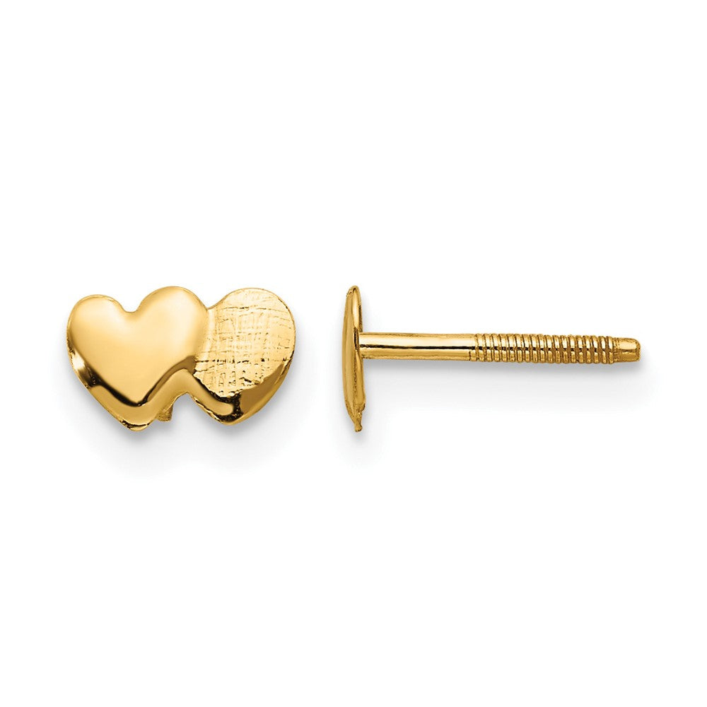 14k Madi K Double Heart Childrens Post Earrings