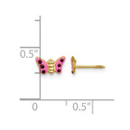 14k Madi K Pink Enameled Butterfly Childrens Post Earrings