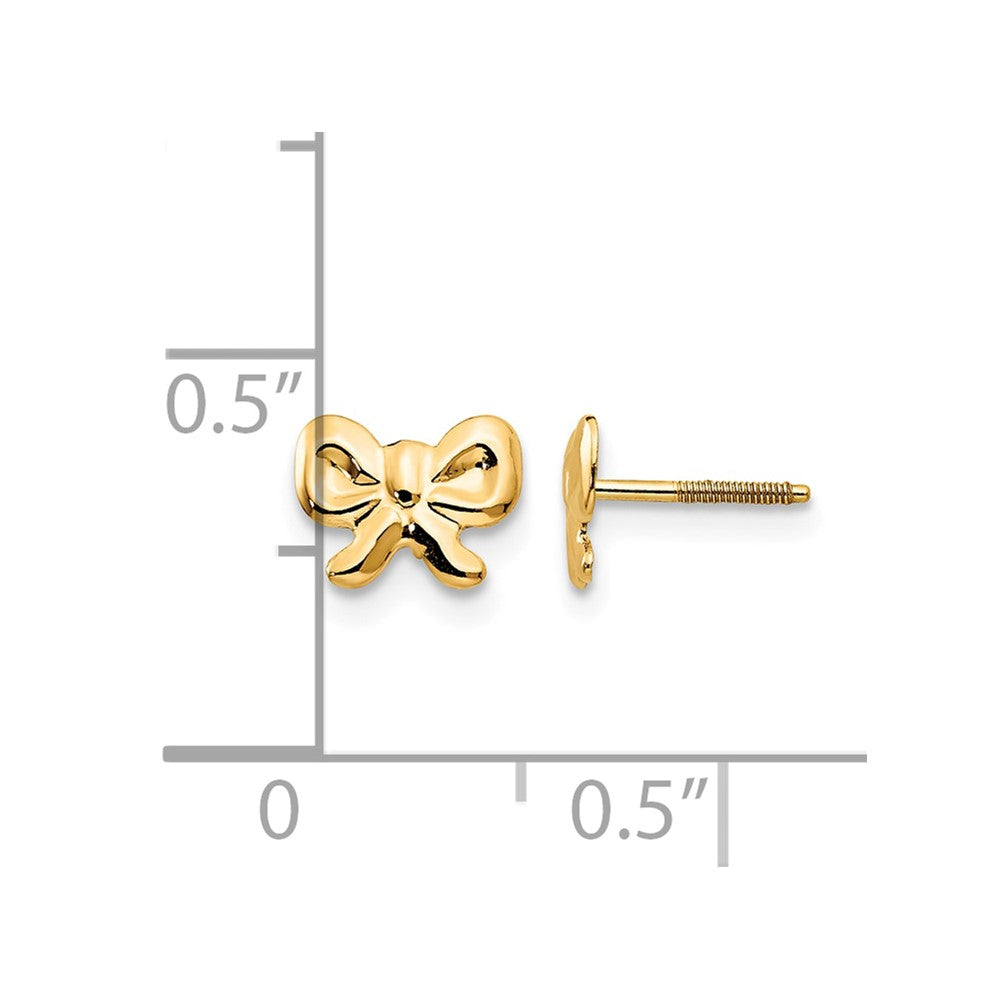 14k Madi K Bow Childrens Screwback Post Earrings