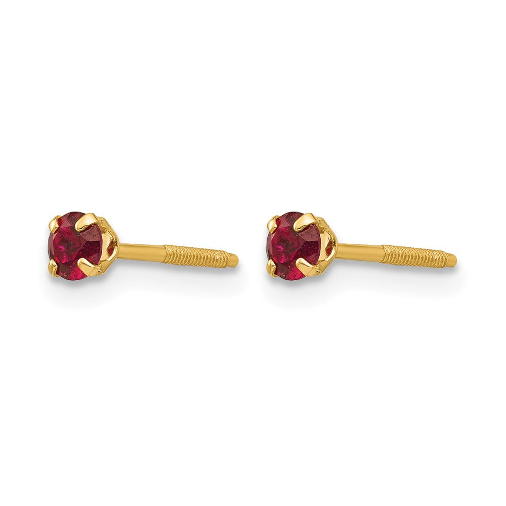 14k Madi K 3mm Round Imitation Garnet January Birthstone Screwback Post Earrings