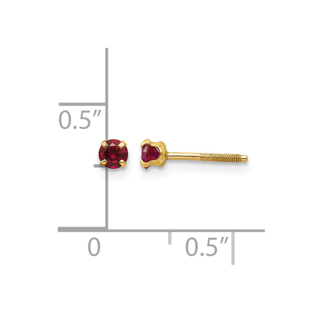 14k Madi K 3mm Round Imitation Garnet January Birthstone Screwback Post Earrings