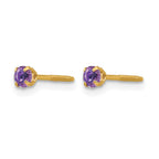 14k Madi K 3mm Round Imitation Amethyst February Birthstone Screwback Post Earrings