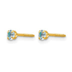 14k Madi K 3mm Round Imitation Aquamarine March Birthstone Screwback Post Earrings