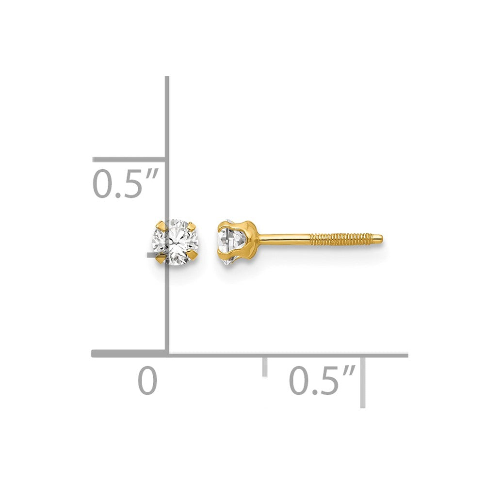 14k Madi K 3mm Round Imitation Spinel April Birthstone Screwback Post Earrings