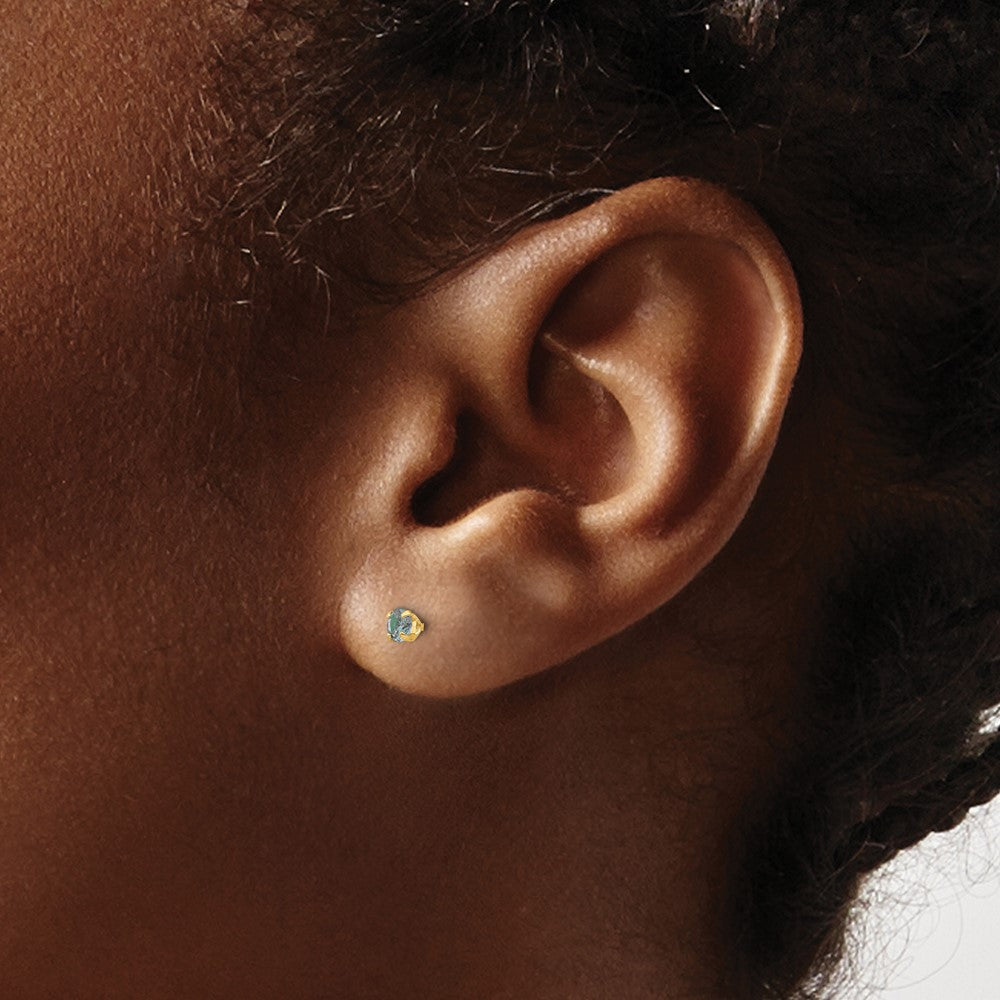 14k Madi K 3mm Round Imitation Alexandrite June Birthstone Screwback Post Earrings