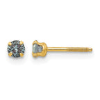 14k Madi K 3mm Round Imitation Alexandrite June Birthstone Screwback Post Earrings