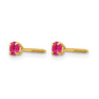 14k Madi K 3mm Round Imitation Ruby July Birthstone Screwback Post Earrings