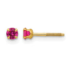 14k Madi K 3mm Round Imitation Ruby July Birthstone Screwback Post Earrings