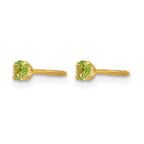 14k Madi K 3mm Round Imitation Peridot August Birthstone Screwback Post Earrings
