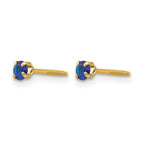 14k Madi K 3mm Round Imitation Sapphire September Birthstone Screwback Post Earrings