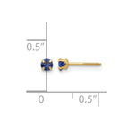 14k Madi K 3mm Round Imitation Sapphire September Birthstone Screwback Post Earrings