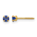 14k Madi K 3mm Round Imitation Sapphire September Birthstone Screwback Post Earrings