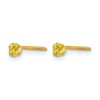 14k Madi K 3mm Round Imitation Citrine November Birthstone Screwback Post Earrings