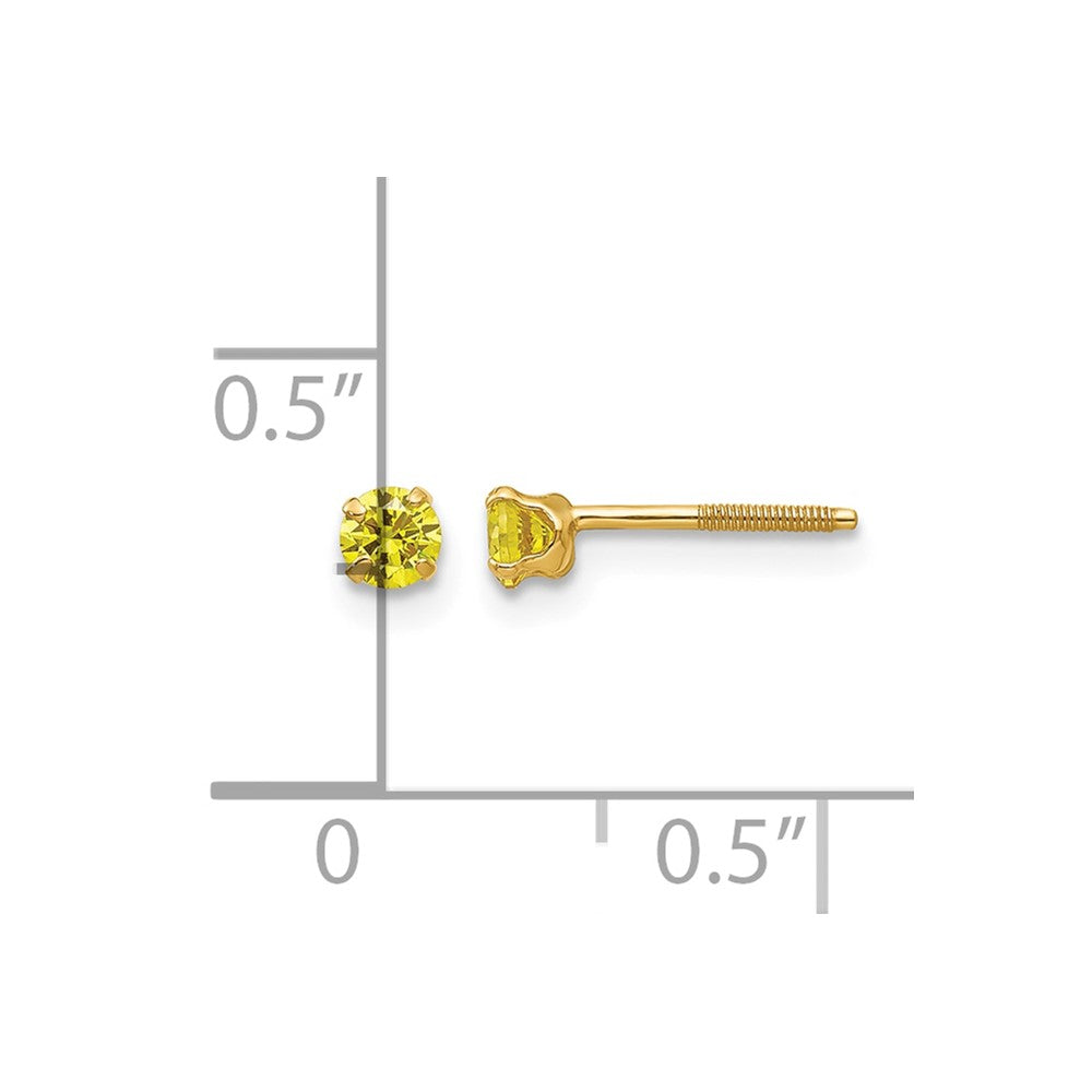 14k Madi K 3mm Round Imitation Citrine November Birthstone Screwback Post Earrings