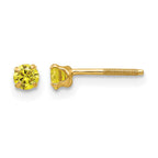 14k Madi K 3mm Round Imitation Citrine November Birthstone Screwback Post Earrings