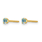 14k Madi K 3mm Round Imitation Blue Zircon December Birthstone Screwback Post Earrings