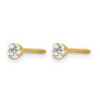 14k Madi K 3mm Round CZ Post Earrings