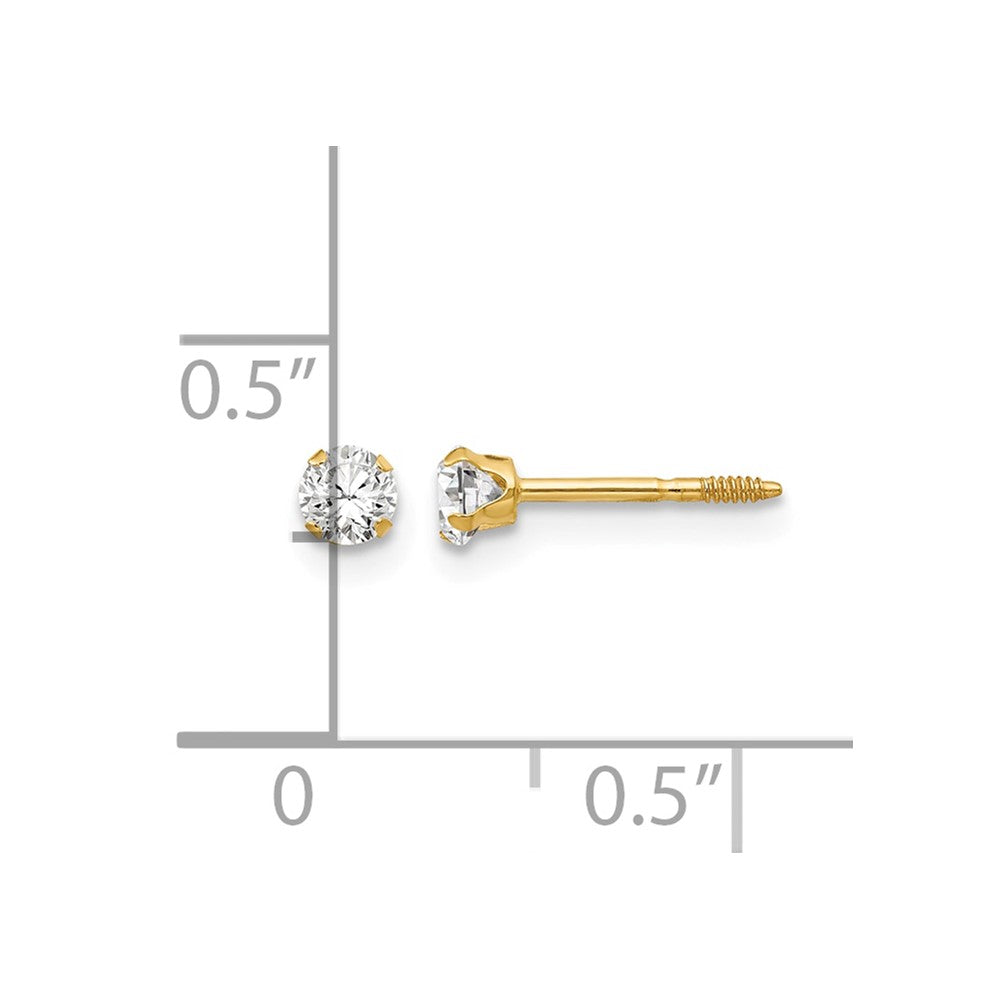 14k Madi K 3mm Round CZ Post Earrings