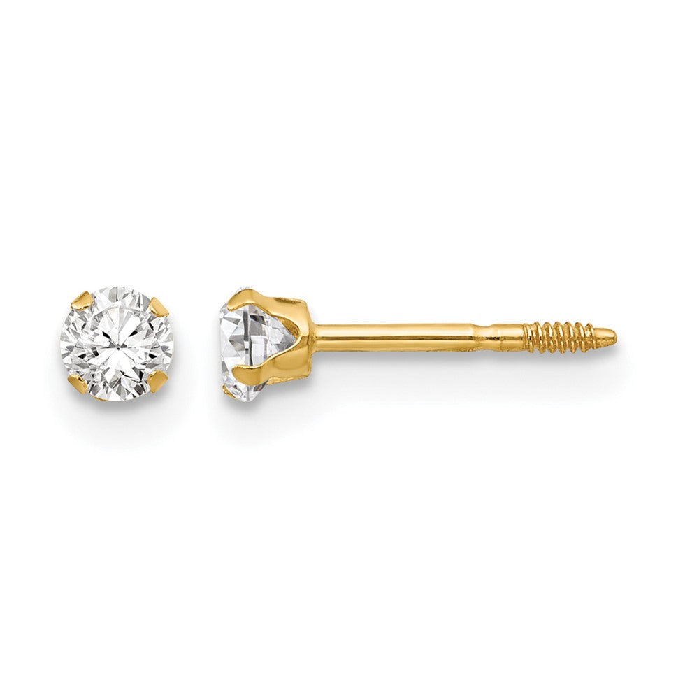 14k Madi K 3mm Round CZ Post Earrings