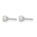 14k White Gold Madi K 3mm Round CZ Post Earrings