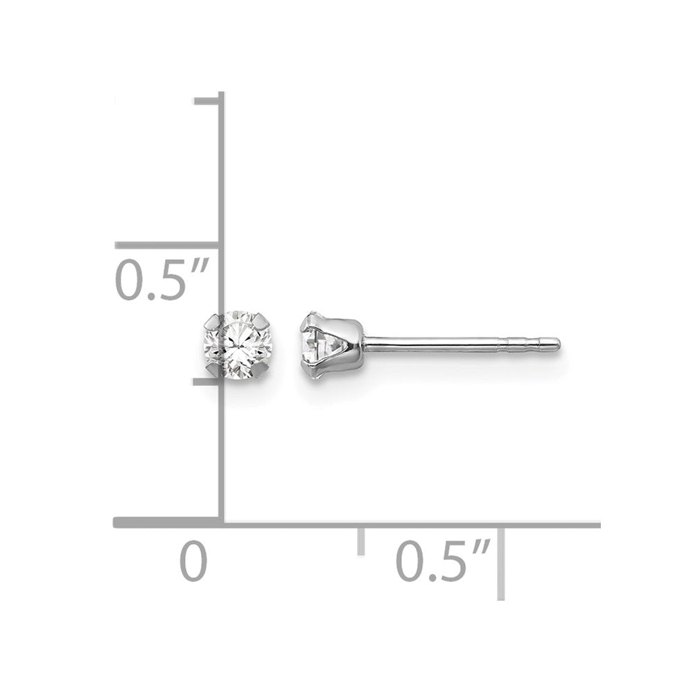 14k White Gold Madi K 3mm Round CZ Post Earrings