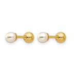 14k Madi K Reversible 3-4mm White Round Freshwater Cultured Pearl and Bead Screwback Post Earrings