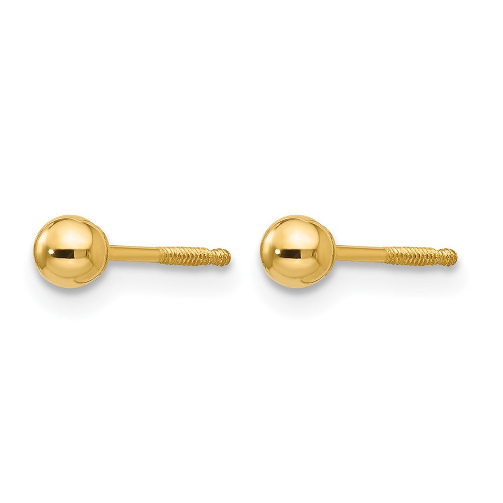 14k Madi K 3mm Ball Push On and Screw Off Screwback Post Earrings