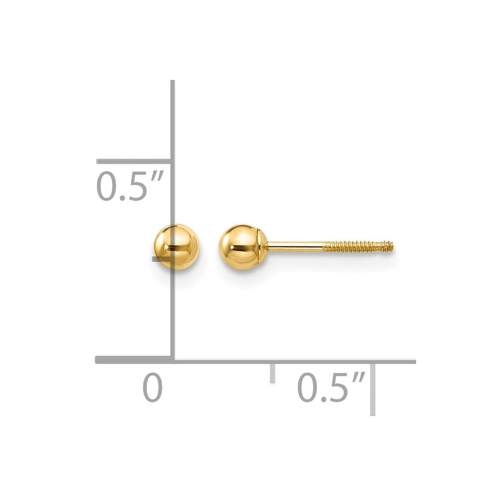 14k Madi K 3mm Ball Push On and Screw Off Screwback Post Earrings