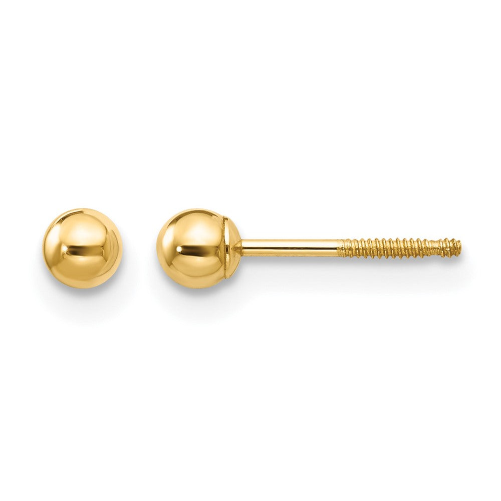 14k Madi K 3mm Ball Push On and Screw Off Screwback Post Earrings