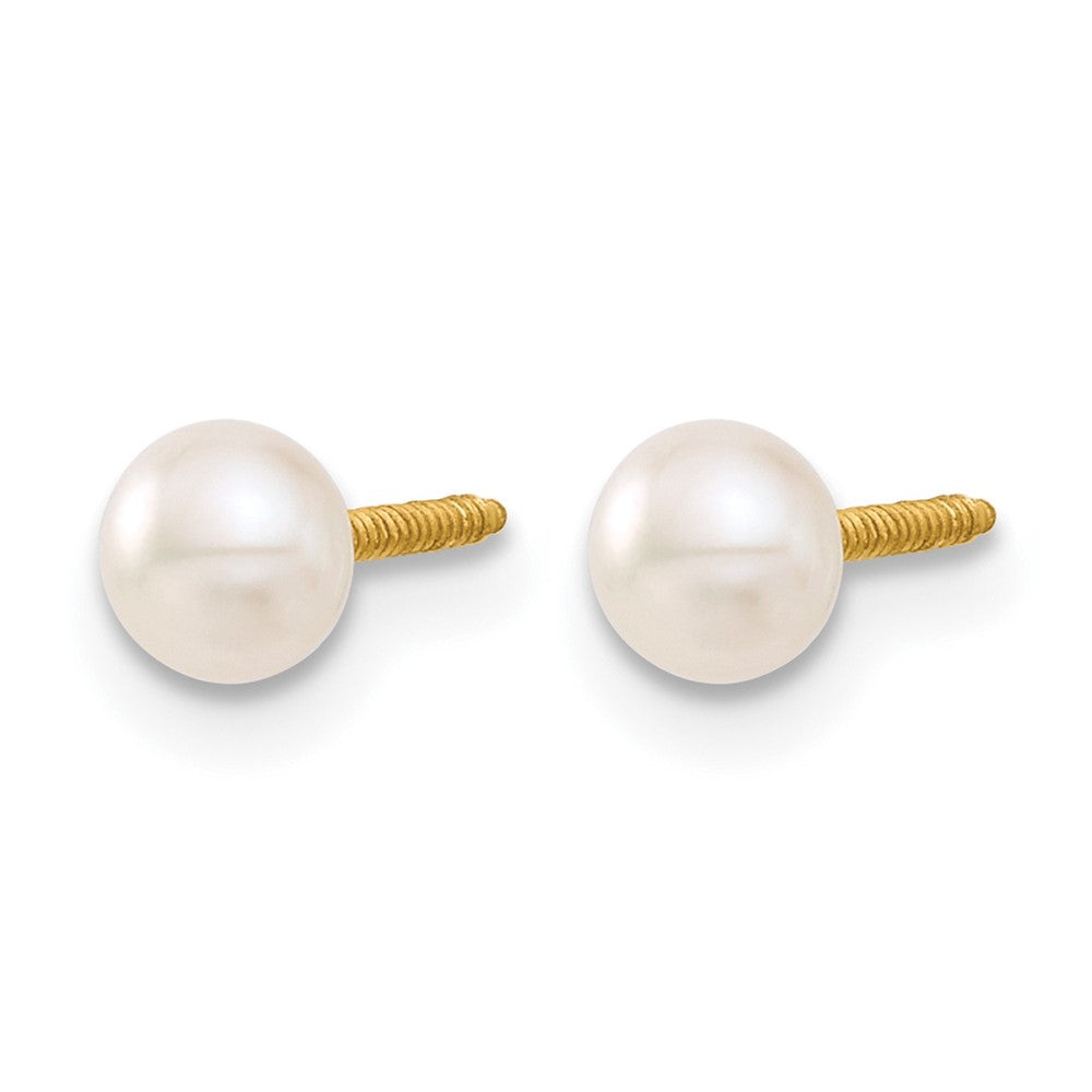 14k Madi K 4-5mm White Button Freshwater Cultured Pearl Screwback Post Earrings