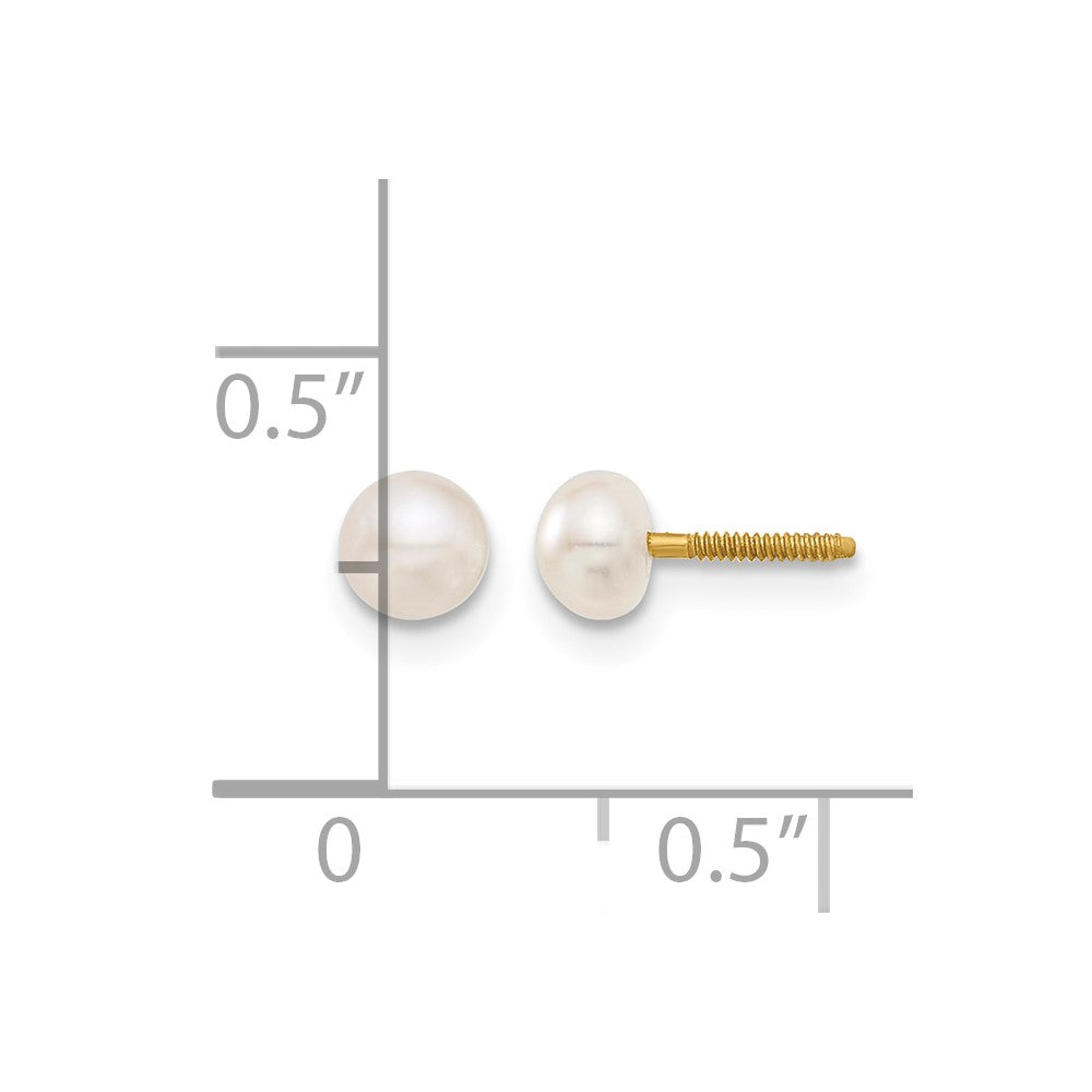 14k Madi K 4-5mm White Button Freshwater Cultured Pearl Screwback Post Earrings