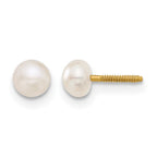 14k Madi K 4-5mm White Button Freshwater Cultured Pearl Screwback Post Earrings