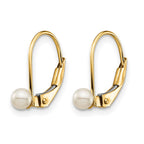 14k Madi K 3-4mm White Round Freshwater Cultured Pearl Leverback Earrings