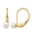 14k Madi K 3-4mm White Round Freshwater Cultured Pearl Leverback Earrings