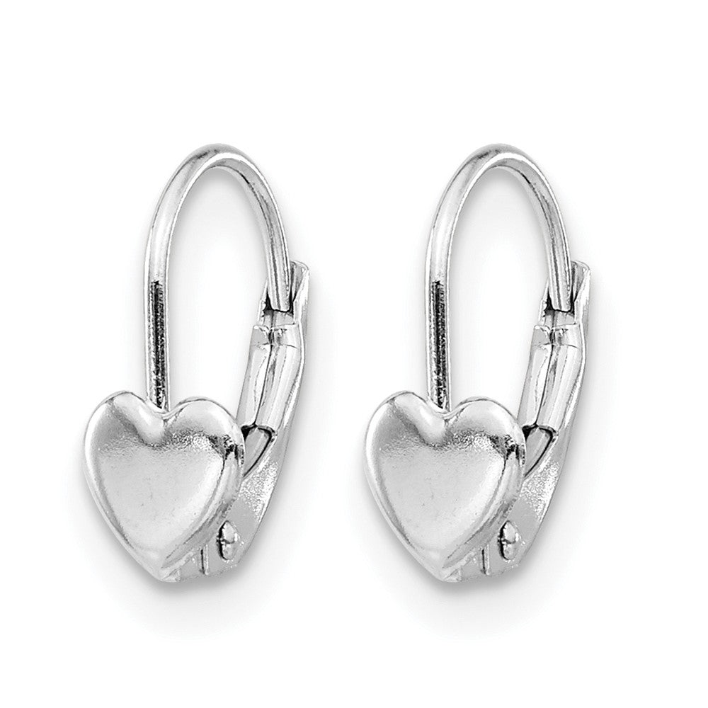 14k White Gold Madi K 5.00mm Heart Childrens Leverback Earrings