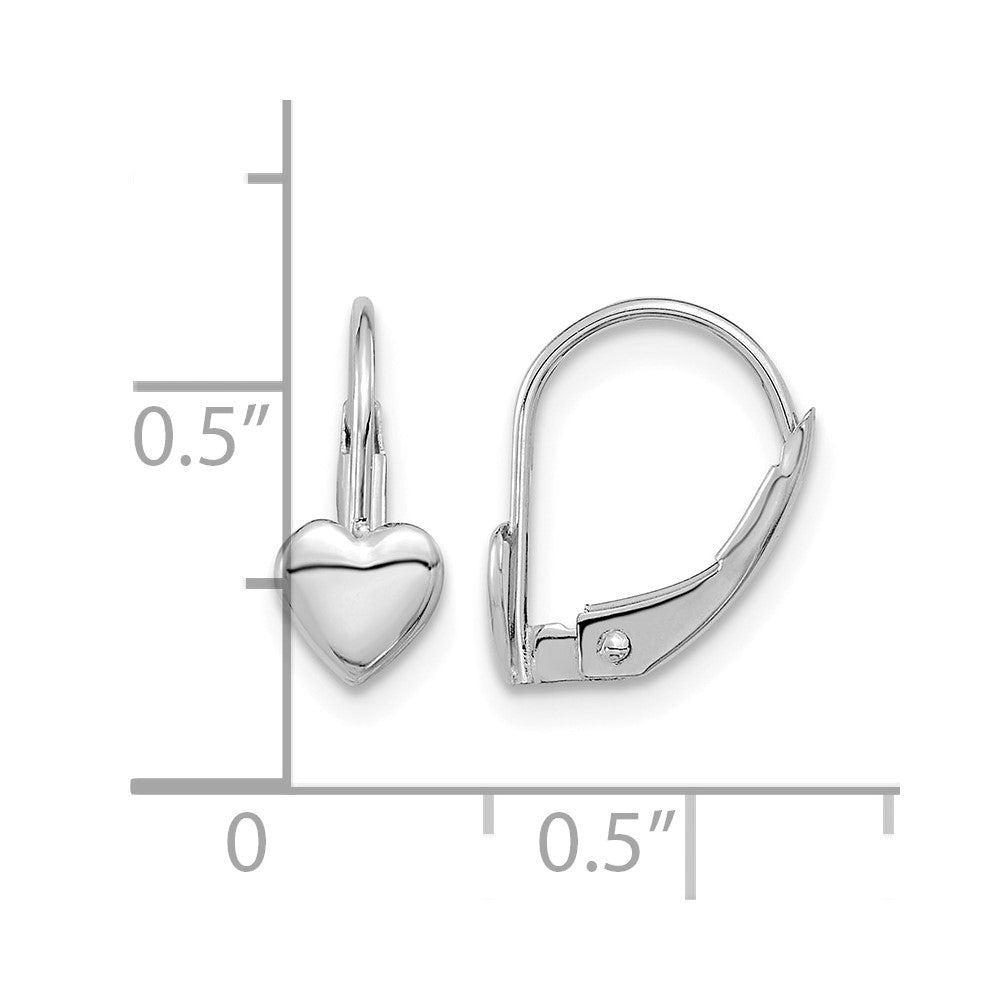 14k White Gold Madi K 5.00mm Heart Childrens Leverback Earrings