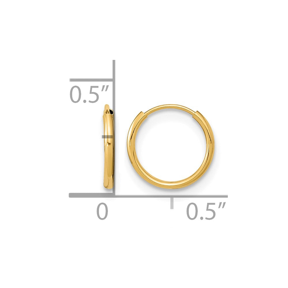14k Madi K 1x9mm Endless Hoop Earrings