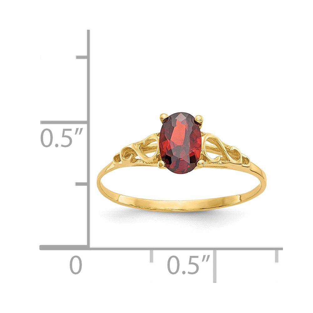 14k Madi K 6x4mm Oval Synthetic Garnet Birthstone Ring