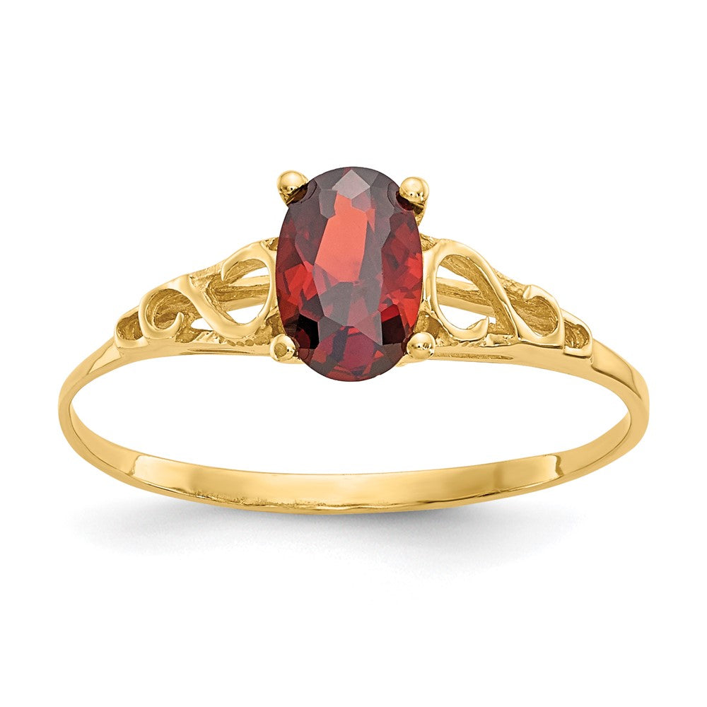 14k Madi K 6x4mm Oval Synthetic Garnet Birthstone Ring