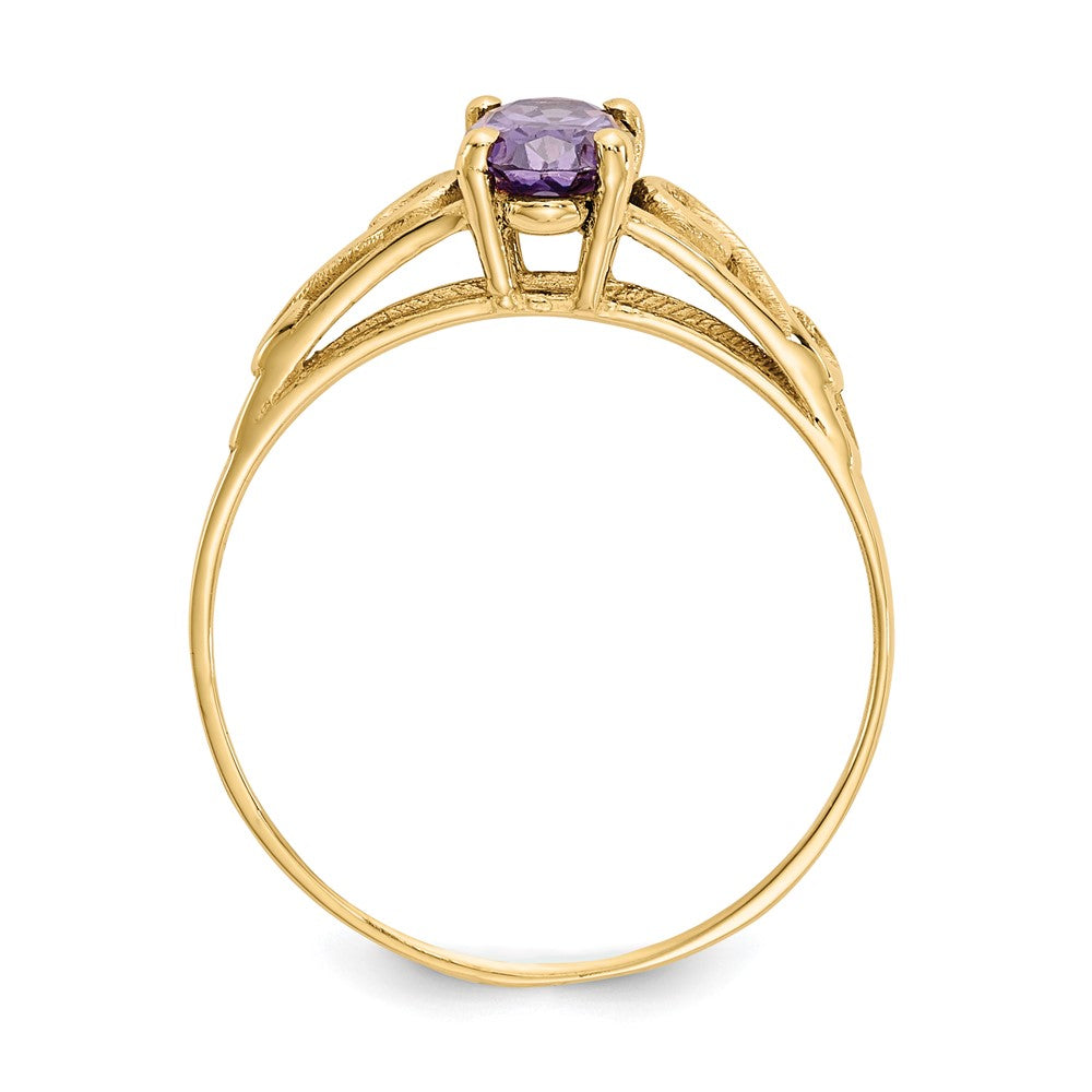 14k Madi K 6x4mm Oval Synthetic Amethyst Birthstone Ring