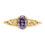 14k Madi K 6x4mm Oval Synthetic Amethyst Birthstone Ring
