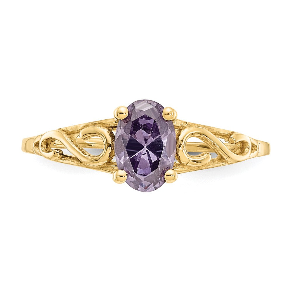 14k Madi K 6x4mm Oval Synthetic Amethyst Birthstone Ring