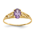 14k Madi K 6x4mm Oval Synthetic Amethyst Birthstone Ring