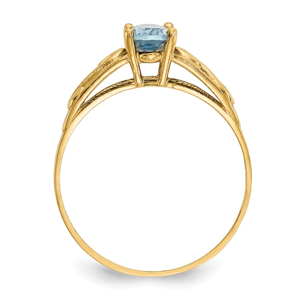 14k Madi K 6x4mm Oval Synthetic Aquamarine Birthstone Ring