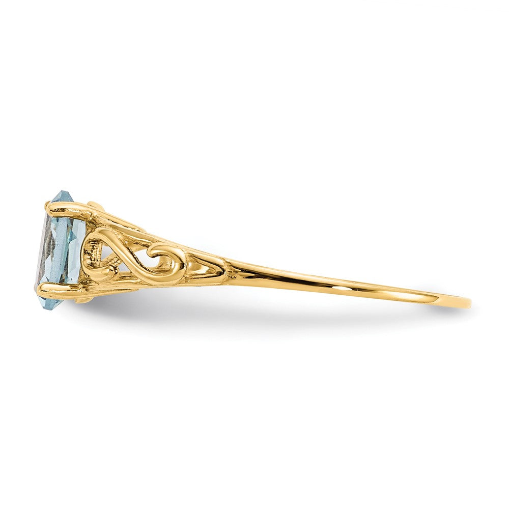 14k Madi K 6x4mm Oval Synthetic Aquamarine Birthstone Ring