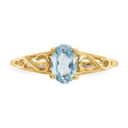 14k Madi K 6x4mm Oval Synthetic Aquamarine Birthstone Ring